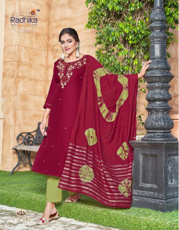 Radhika Dastur 1 Festive Wear Kurti Pant With Dupatta Collection